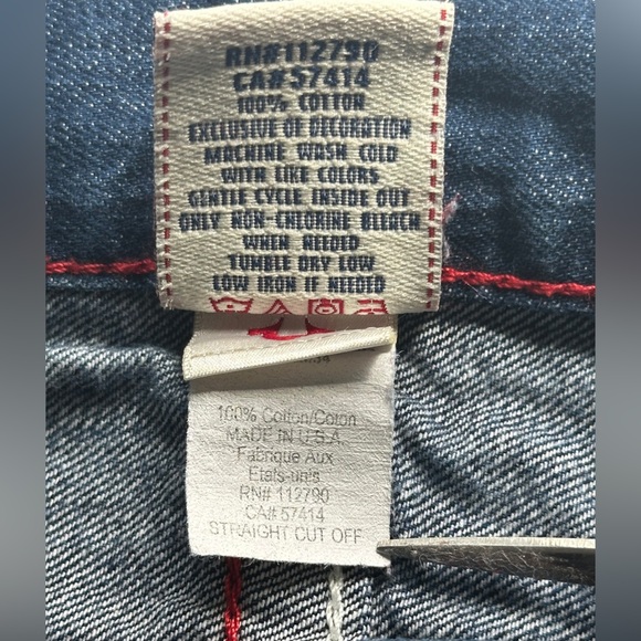 True Religion Blue Factory Distressed Cutoff Jean Shorts - Picture 3 of 9